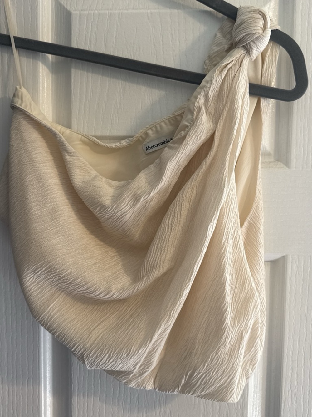 Abercrombie & Fitch Cream One-Shoulder Knot Blouse